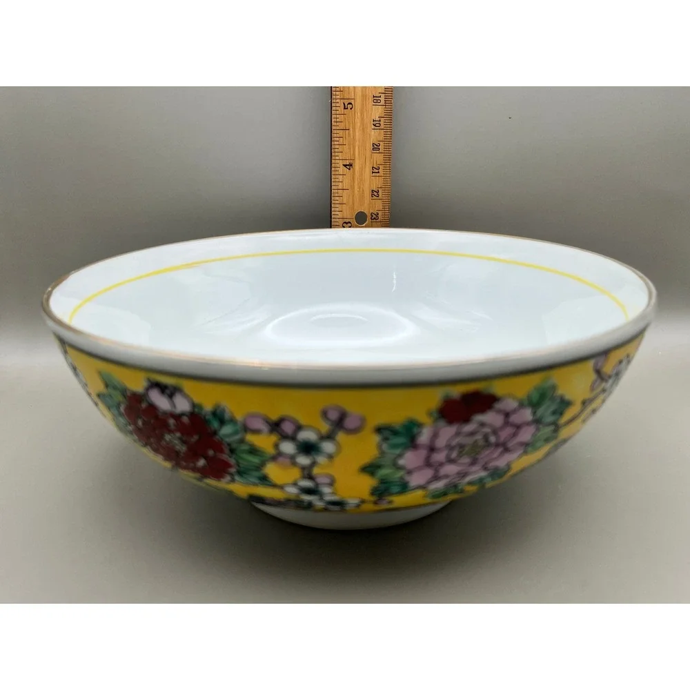 Gold Imari Hand Painted Peacock Floral Porcelain Decorative Bowls‎ Set 3 As Is